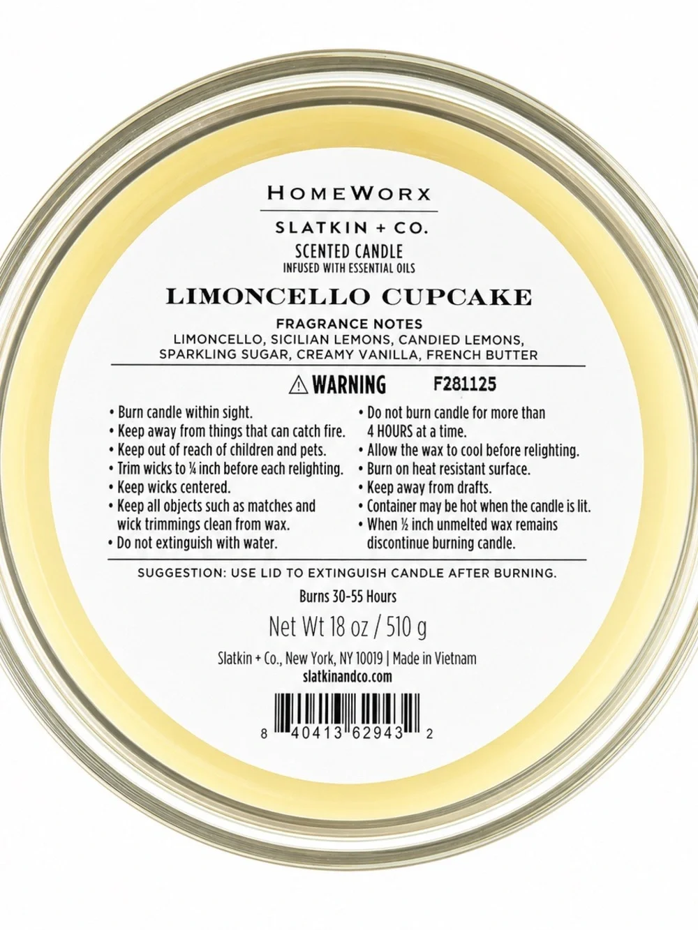 HomeWorx Slatkin Limoncello Cupcake 4-Wick Candle 18 oz New Retired Scent
